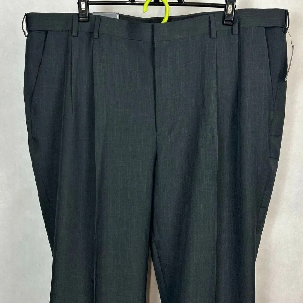 NEW Van Heusen Men’s Pants Slacks Gray Sz 46x32 Big & Tall Flex Waistband Premiu